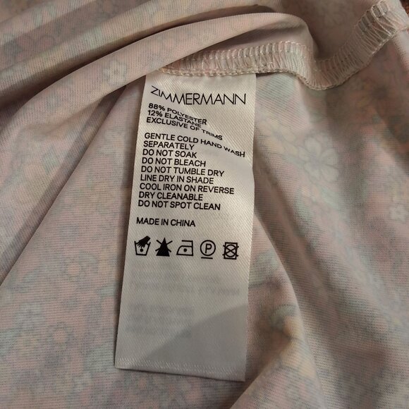 Zimmermann Floral Silk Crinkle Chiffon Mini Dress With Tiered A-Line Silhouette - Picture 9 of 9